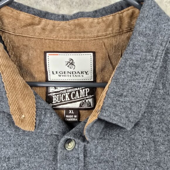 Legendary Whitetails Buck Camp Flannel Shirt XL Gray Long Sleeve Button-Up - Picture 3 of 7